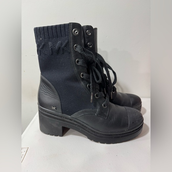 MK Brea Stretch-Knit and Leather Combat Boot-8 - Picture 7 of 7